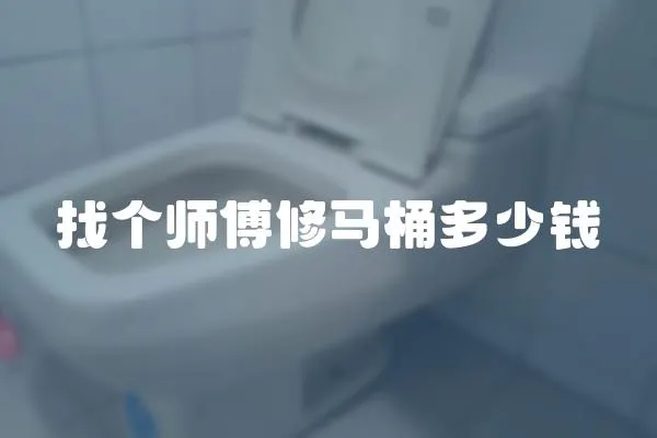 找個師傅修馬桶多少錢