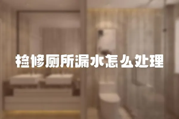 檢修廁所漏水怎么處理