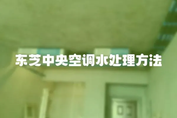 東芝中央空調水處理方法