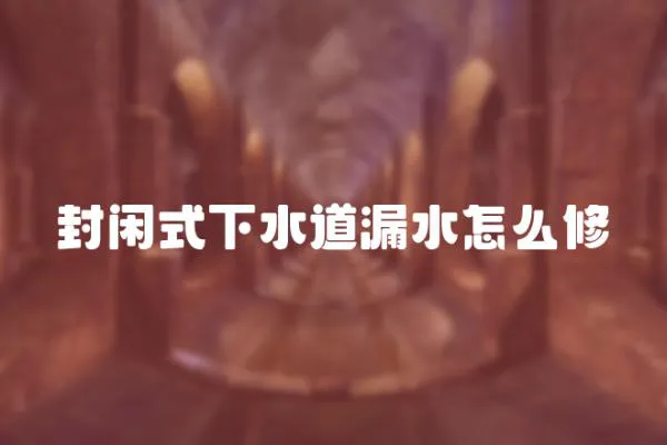 封閑式下水道漏水怎么修