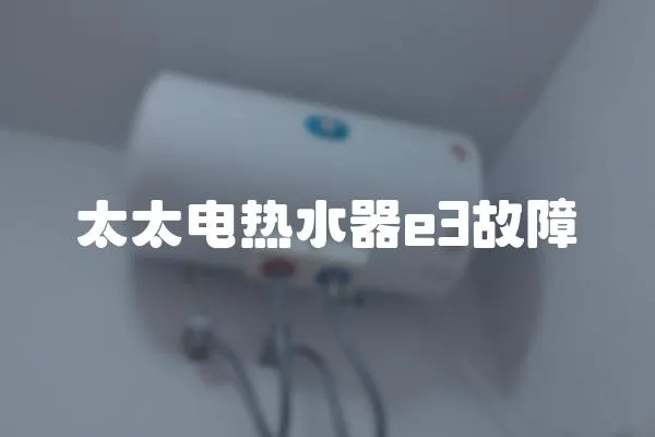 太太電熱水器e3故障