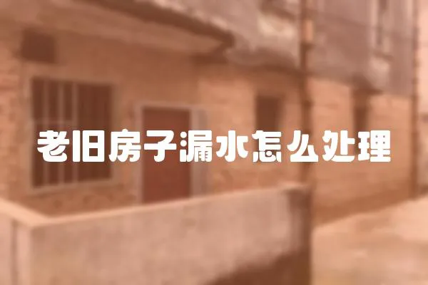 老舊房子漏水怎么處理