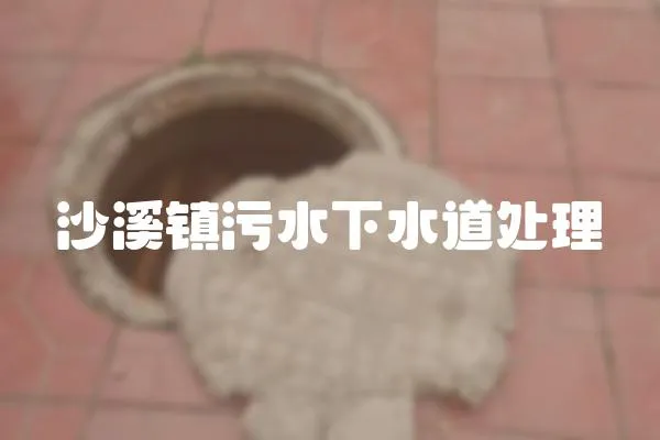 沙溪鎮(zhèn)污水下水道處理