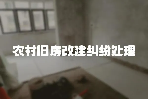 農(nóng)村舊房改建糾紛處理