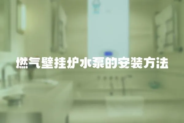 燃氣壁掛爐水泵的安裝方法