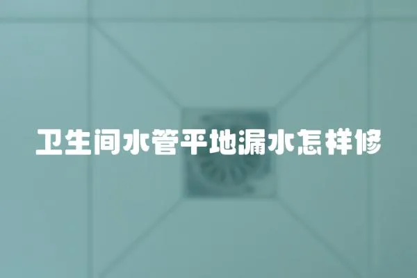 衛生間水管平地漏水怎樣修