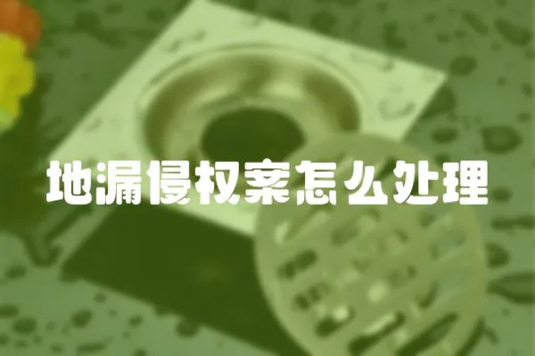 地漏侵權案怎么處理