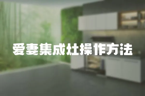 愛妻集成灶操作方法