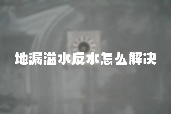 地漏溢水反水怎么解決