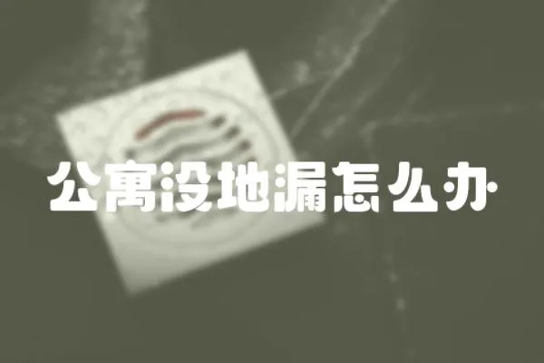 公寓沒地漏怎么辦