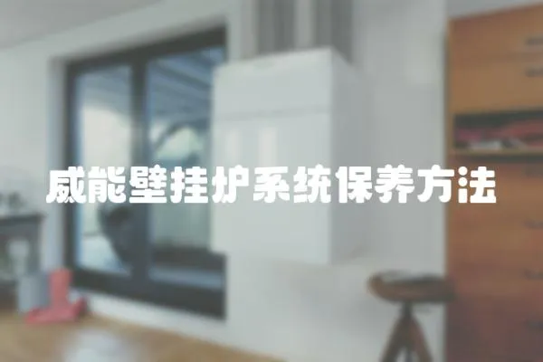 威能壁掛爐系統(tǒng)保養(yǎng)方法