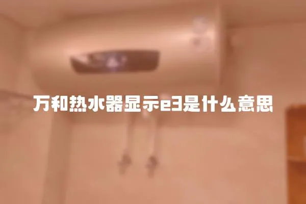萬和熱水器顯示e3是什么意思