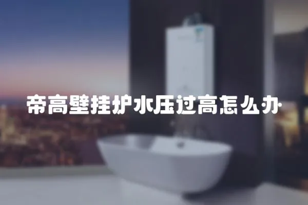 帝高壁掛爐水壓過高怎么辦