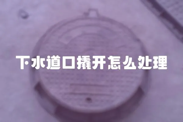 下水道口撬開怎么處理