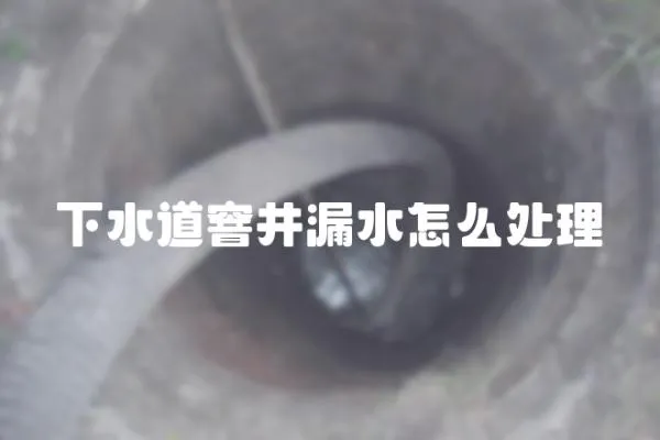 下水道窨井漏水怎么處理
