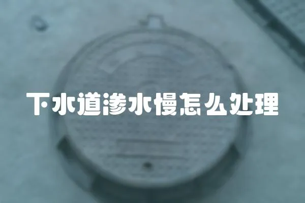 下水道滲水慢怎么處理
