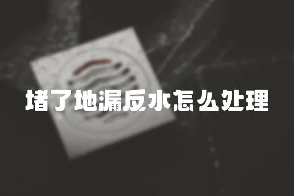 堵了地漏反水怎么處理
