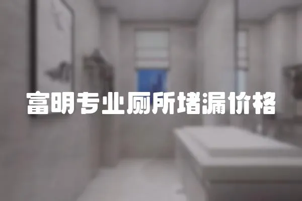 富明專業廁所堵漏價格