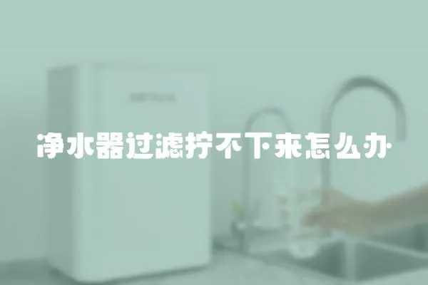 凈水器過濾擰不下來怎么辦