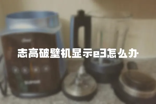 志高破壁機顯示e3怎么辦