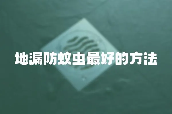 地漏防蚊蟲最好的方法