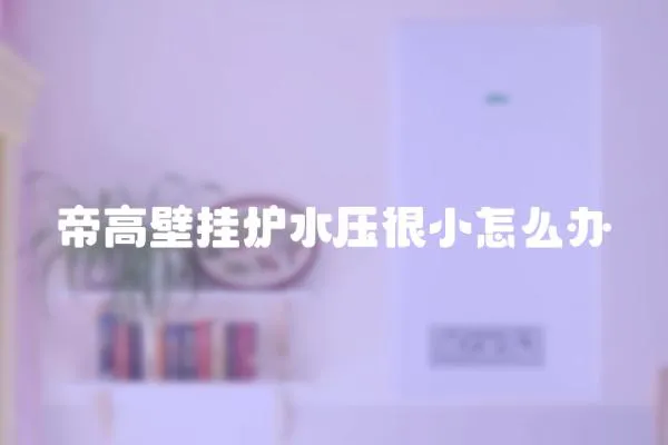帝高壁掛爐水壓很小怎么辦