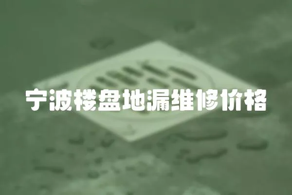 寧波樓盤地漏維修價格