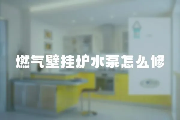 燃氣壁掛爐水泵怎么修