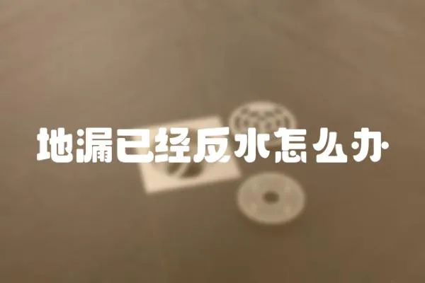 地漏已經反水怎么辦