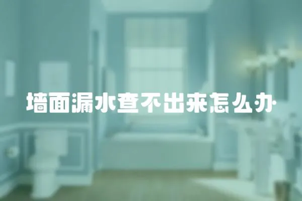 墻面漏水查不出來怎么辦