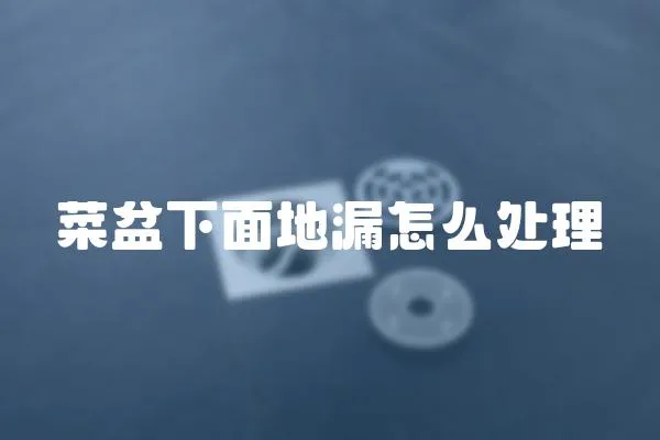 菜盆下面地漏怎么處理