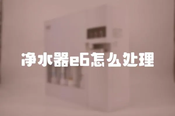凈水器e6怎么處理