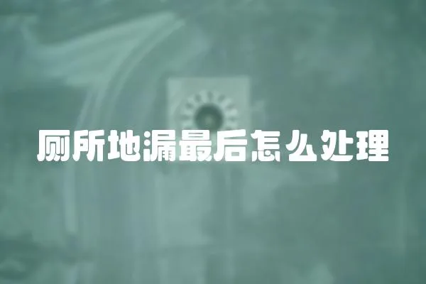 廁所地漏最后怎么處理