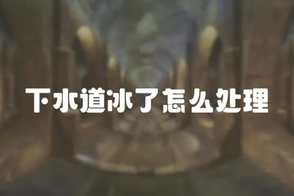 下水道冰了怎么處理