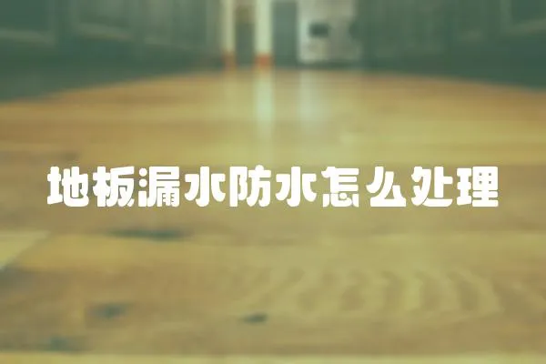 地板漏水防水怎么處理