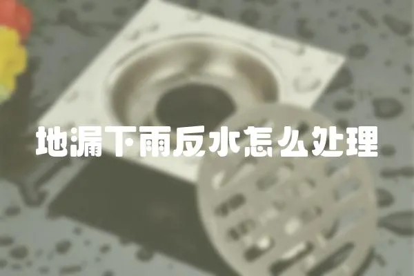 地漏下雨反水怎么處理