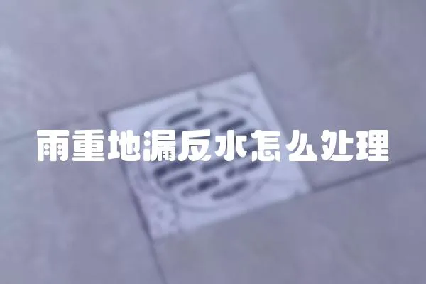 雨重地漏反水怎么處理