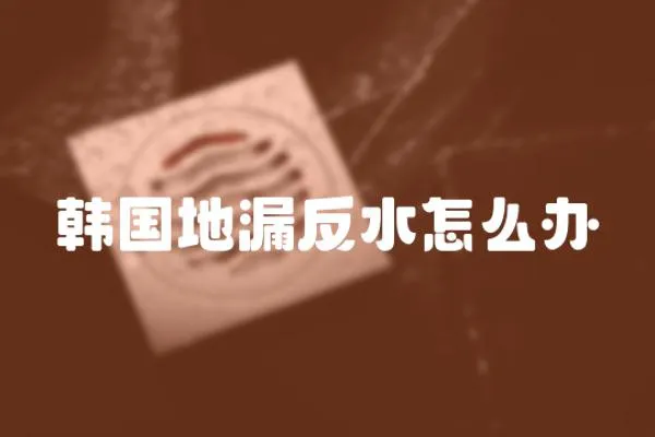 韓國地漏反水怎么辦