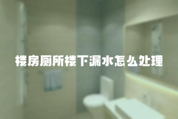 樓房廁所樓下漏水怎么處理