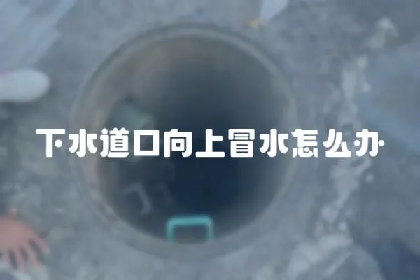 下水道口向上冒水怎么辦
