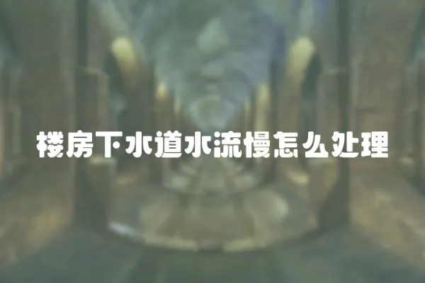 樓房下水道水流慢怎么處理