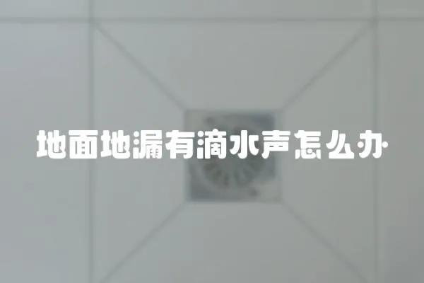 地面地漏有滴水聲怎么辦