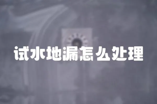 試水地漏怎么處理