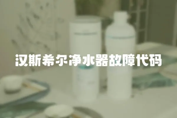 漢斯希爾凈水器故障代碼