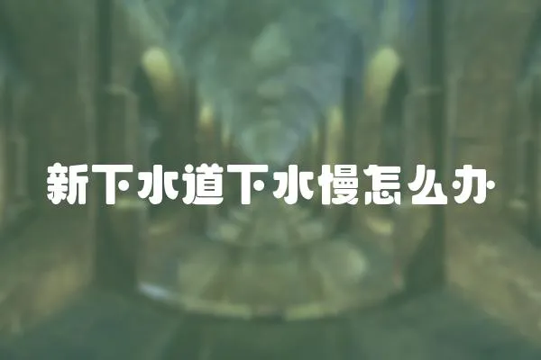 新下水道下水慢怎么辦