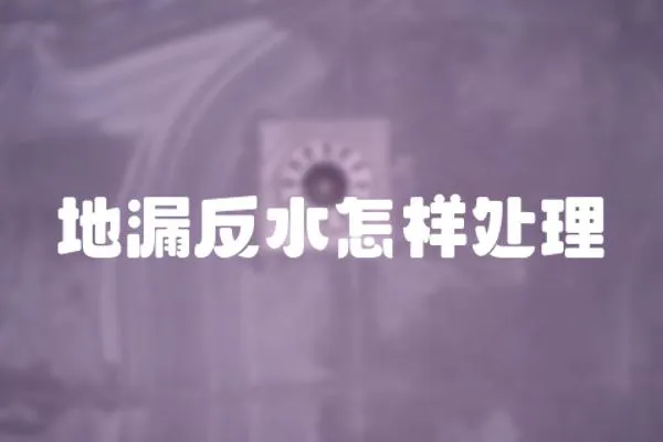 地漏反水怎樣處理
