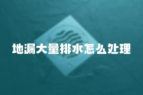 地漏大量排水怎么處理