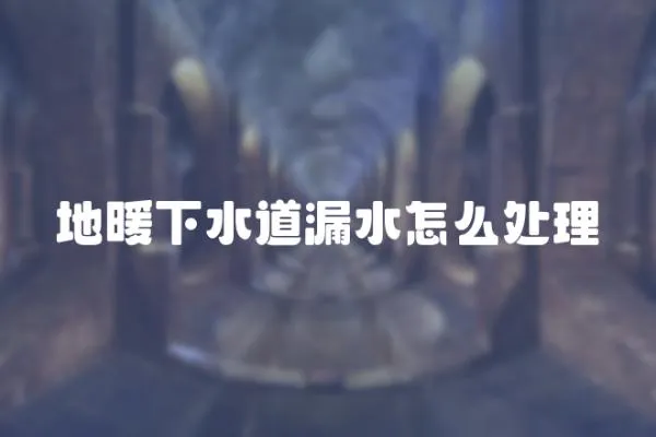 地暖下水道漏水怎么處理