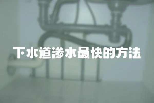 下水道滲水最快的方法