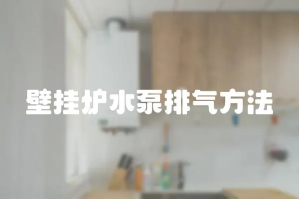 壁掛爐水泵排氣方法